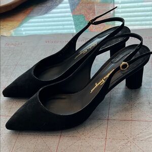 Salvatore Ferragamo Black Slingback Heels
